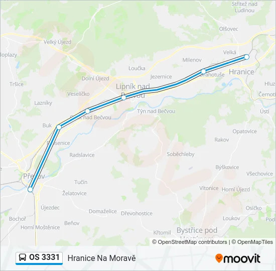 Автобус OS 3331: карта маршрута