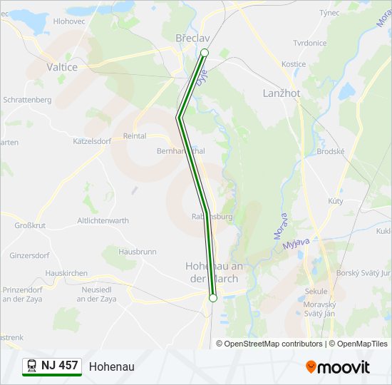 Поезд NJ 457: карта маршрута