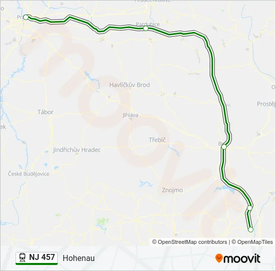 Поезд NJ 457: карта маршрута