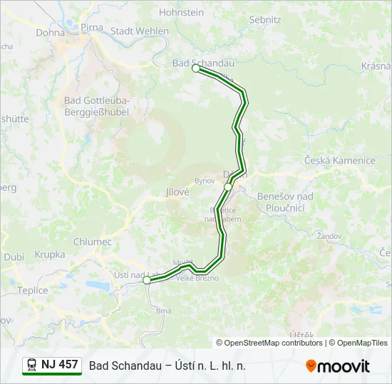Поезд NJ 457: карта маршрута