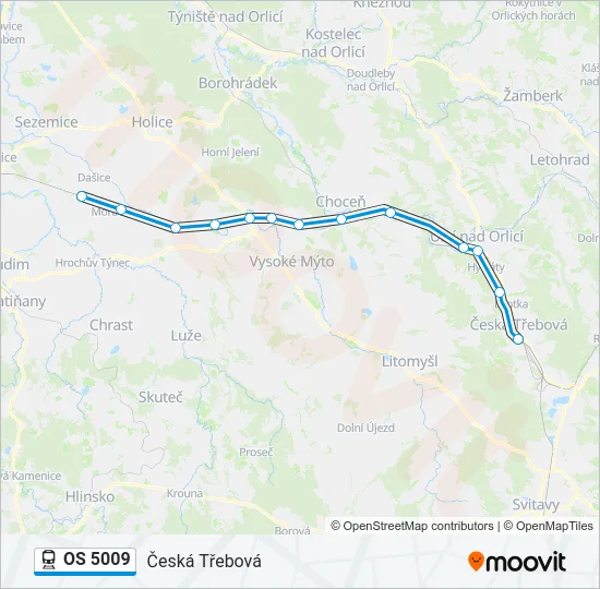 OS 5009 vlak Mapa linky