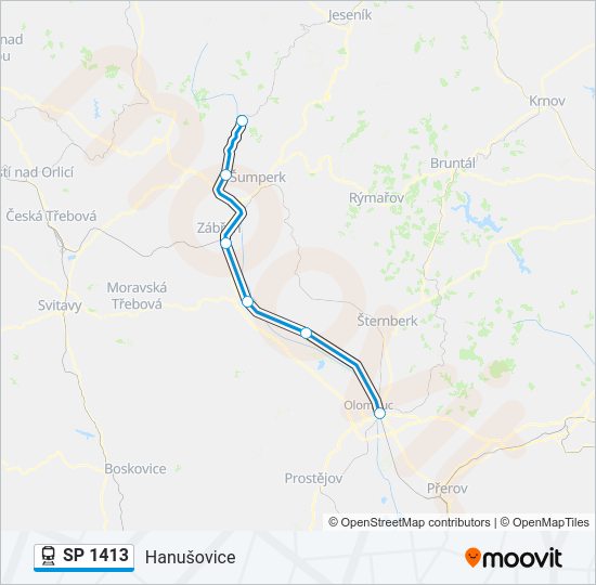 Поезд SP 1413: карта маршрута