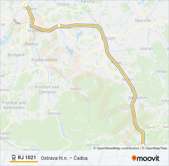 RJ 1021 Train Line Map