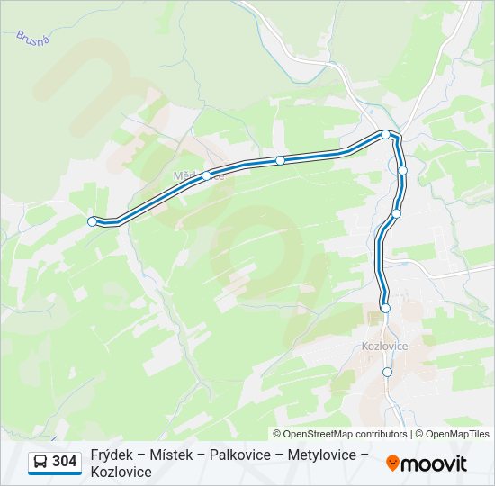 Автобус 304: карта маршрута