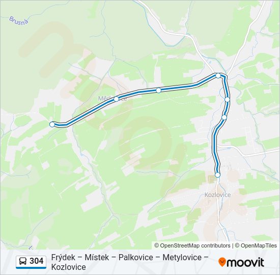 Автобус 304: карта маршрута