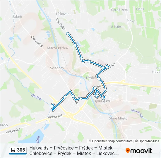 Автобус 305: карта маршрута