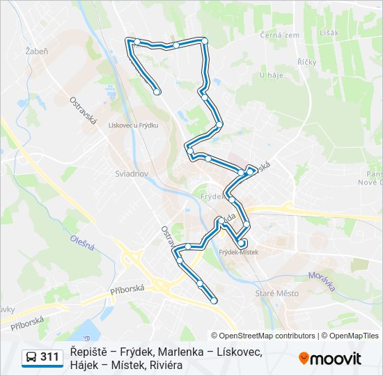 Автобус 311: карта маршрута