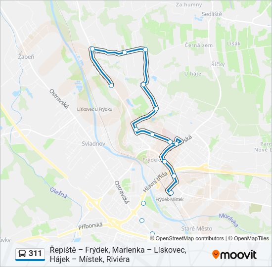 Автобус 311: карта маршрута