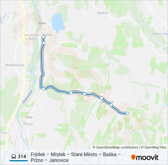 Автобус 314: карта маршрута