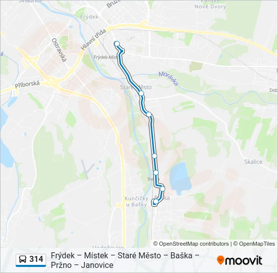 Автобус 314: карта маршрута