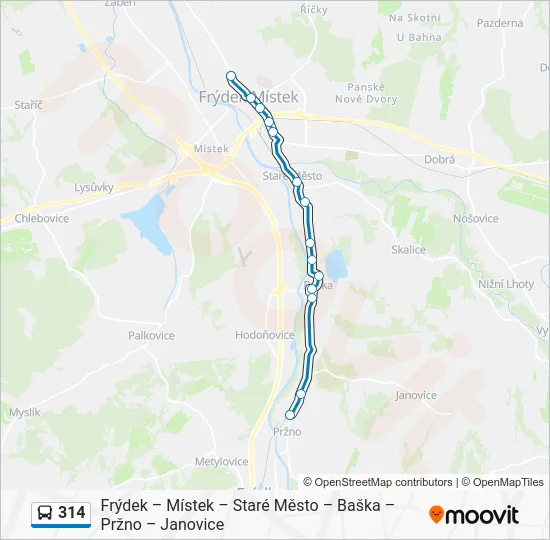 Автобус 314: карта маршрута
