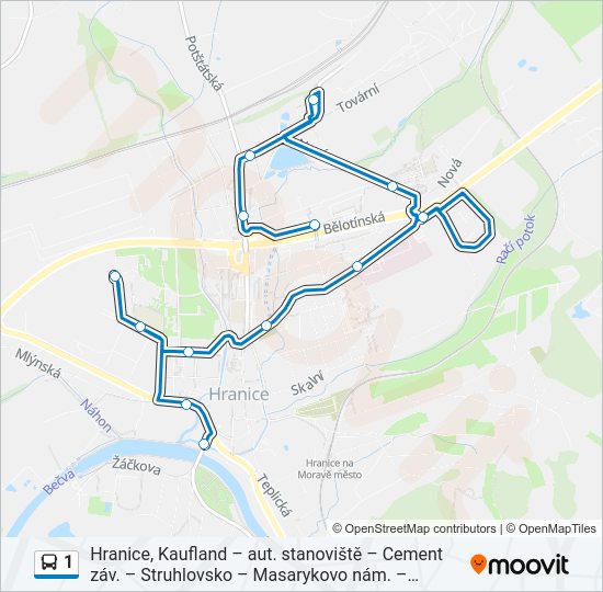 Автобус 1: карта маршрута