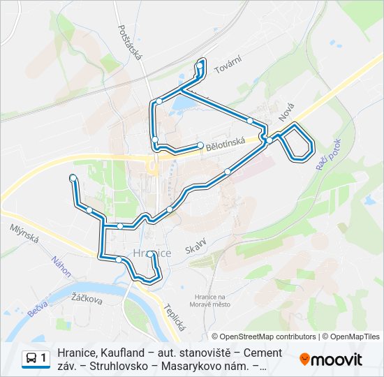 Автобус 1: карта маршрута