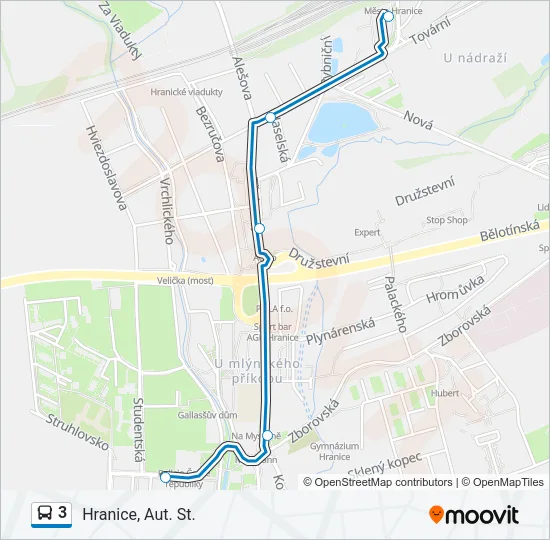 Автобус 3: карта маршрута