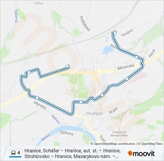 Автобус 4: карта маршрута