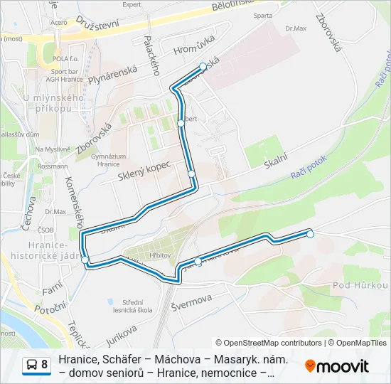 Автобус 8: карта маршрута