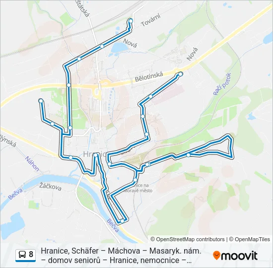 Автобус 8: карта маршрута
