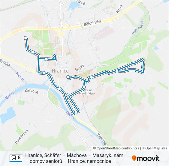 Автобус 8: карта маршрута