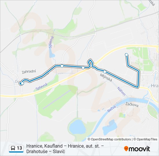 Автобус 13: карта маршрута