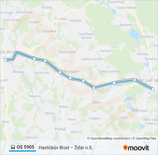 Автобус OS 5905: карта маршрута