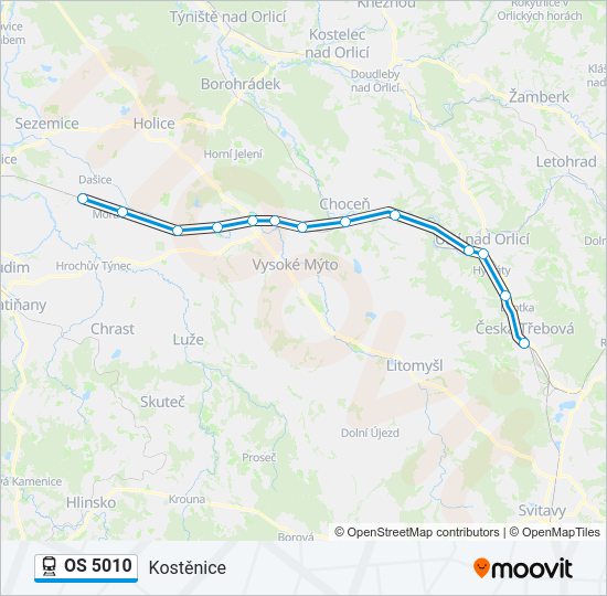 Поезд OS 5010: карта маршрута