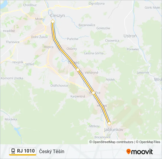RJ 1010 Train Line Map