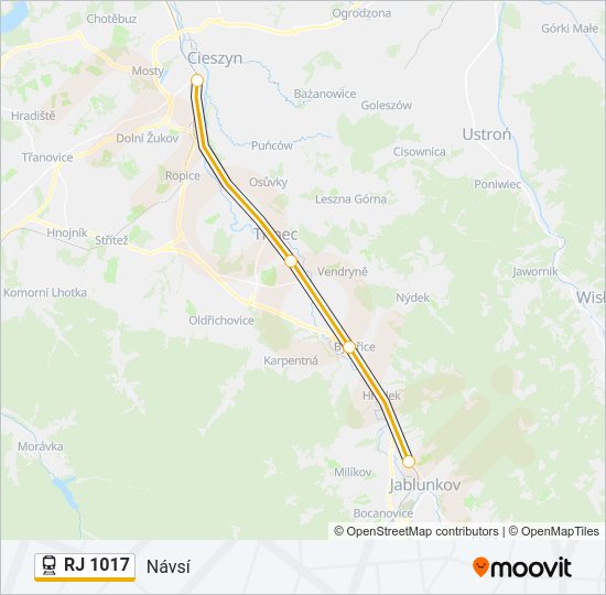 RJ 1017 Train Line Map