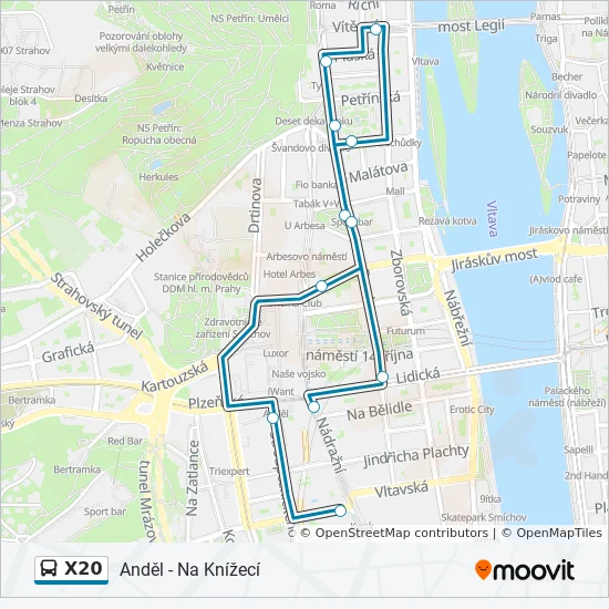 Автобус X20: карта маршрута