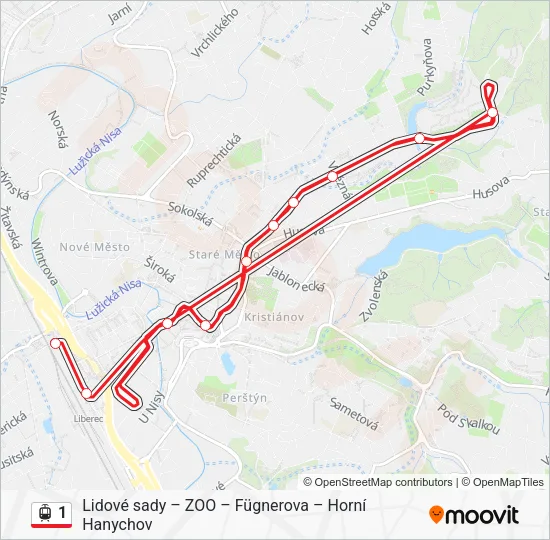 Трамвай 1: карта маршрута