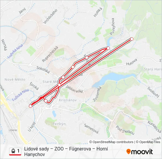Трамвай 1: карта маршрута