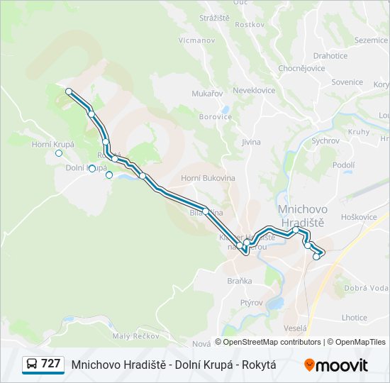 727 Route: Schedules, Stops & Maps - Rokytá,Horní Rokytá,Otočka (Updated)