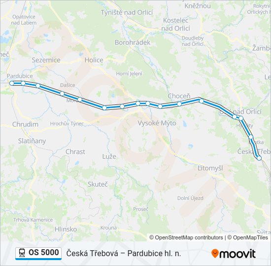 Поезд OS 5000: карта маршрута