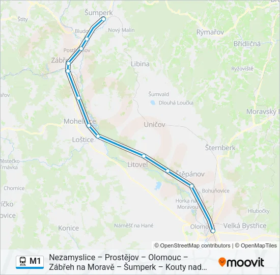 M1 Train Line Map