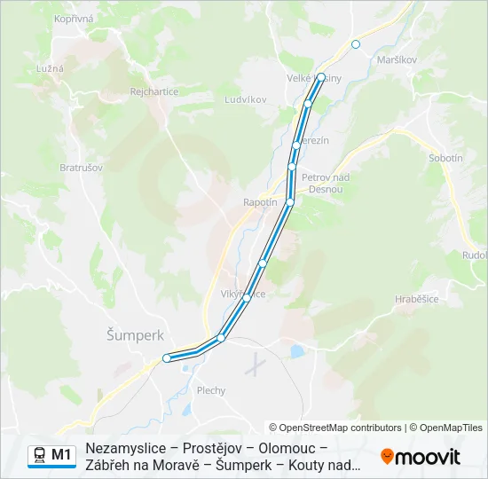 M1 Train Line Map