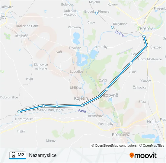 M2 Train Line Map