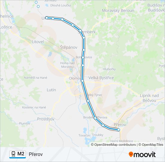 Поезд M2: карта маршрута