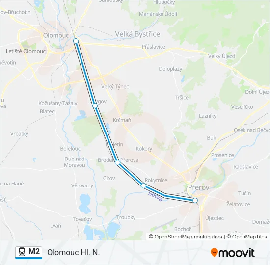M2 Train Line Map