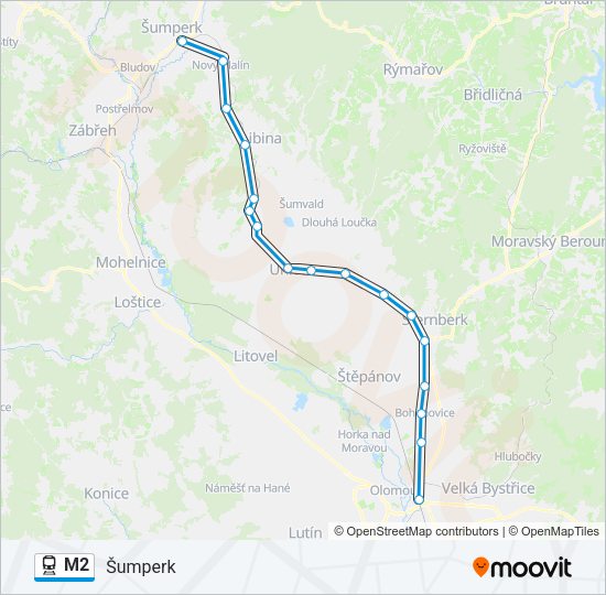 Поезд M2: карта маршрута