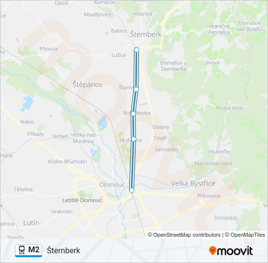 Поезд M2: карта маршрута