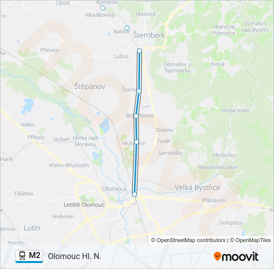 Поезд M2: карта маршрута