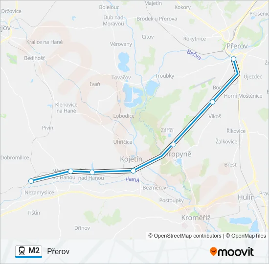 M2 Train Line Map