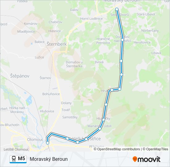 Поезд M5: карта маршрута