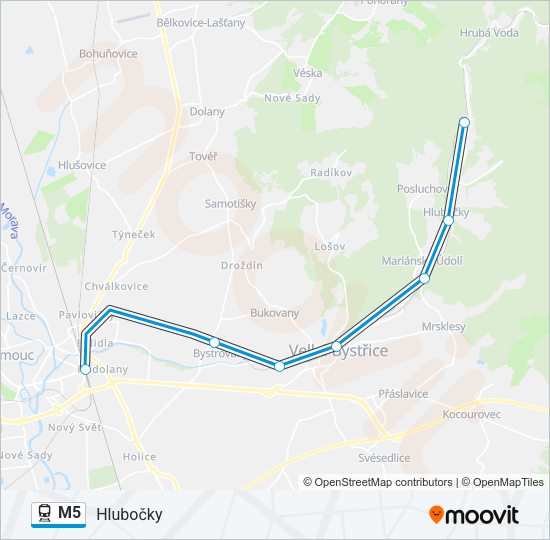 Поезд M5: карта маршрута