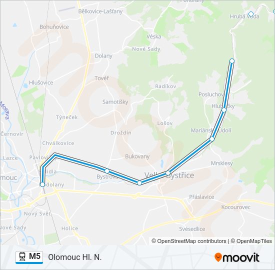 Поезд M5: карта маршрута