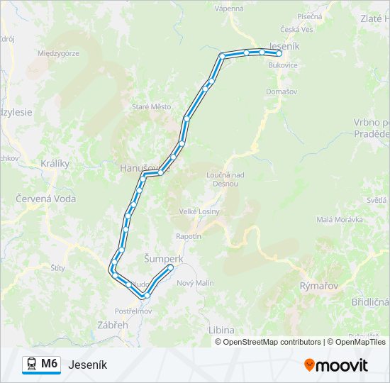 Поезд M6: карта маршрута
