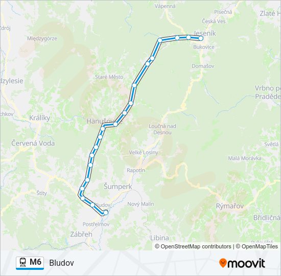 Поезд M6: карта маршрута
