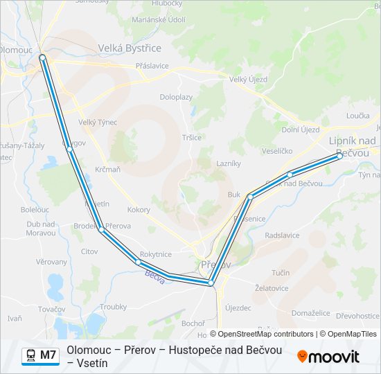 Поезд M7: карта маршрута