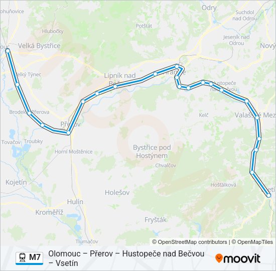 Поезд M7: карта маршрута