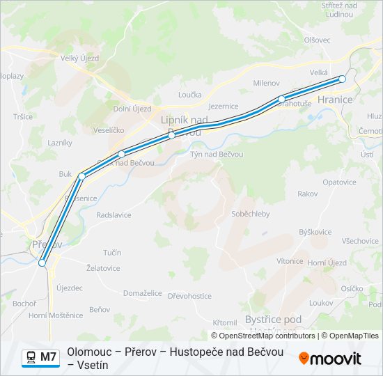 Поезд M7: карта маршрута