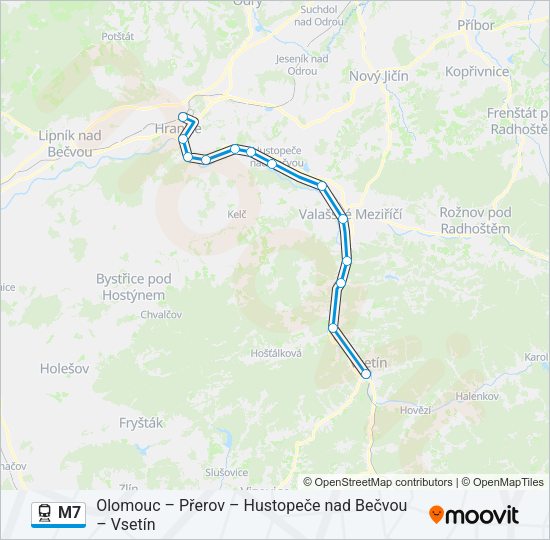 Поезд M7: карта маршрута